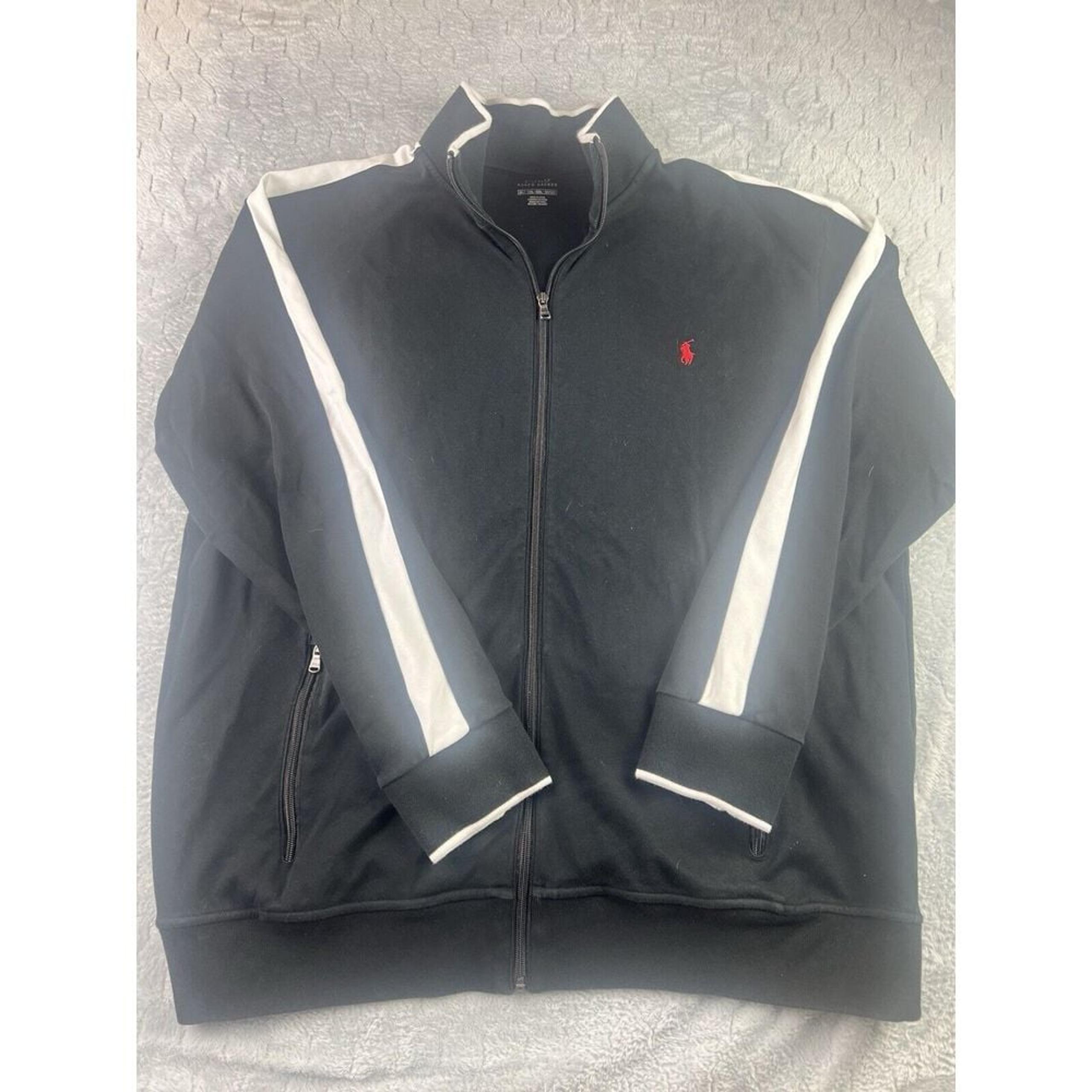 Ralph Lauren Polo Full Zip Long Sleeve Black Mock Neck Jacket Men's 2XLT