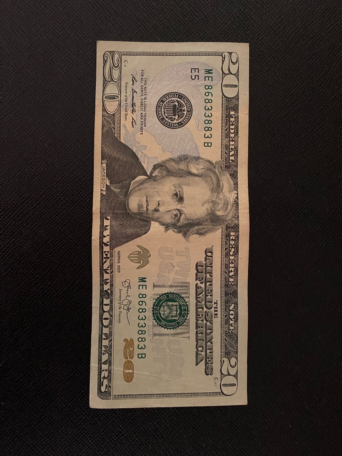 Fancy Repeating Serial Number 20 Dollar Bill