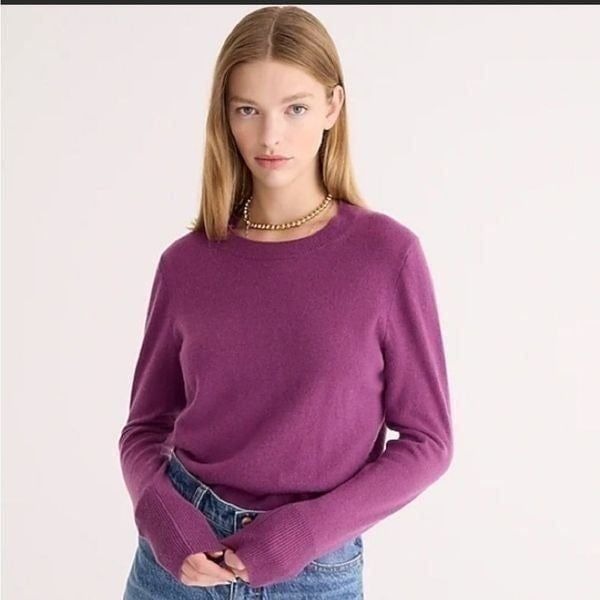 J Crew purple Cashmere classic-fit crewneck sweater