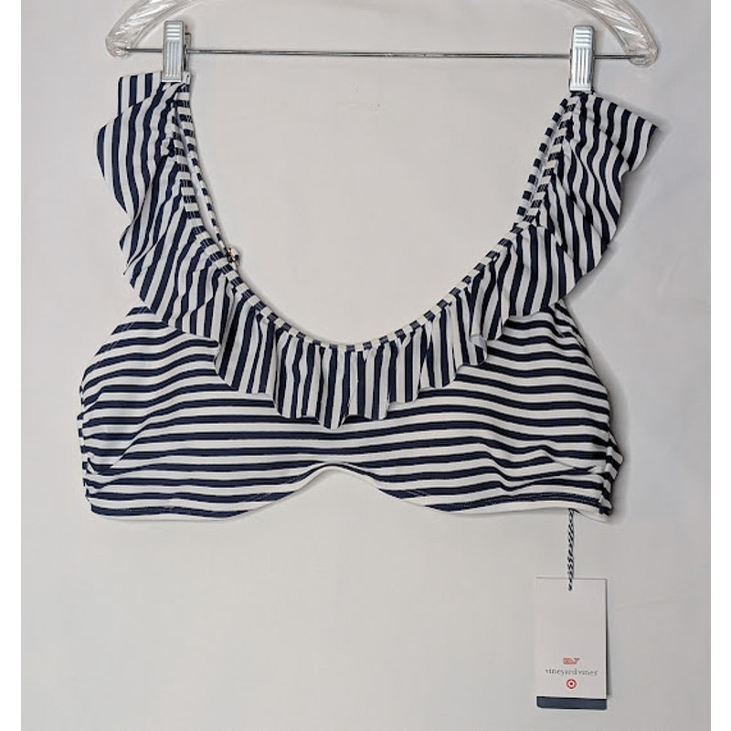 VINEYARD VINES Target- Women's Striped Bikini Swimsuit Top Navy/White size XL