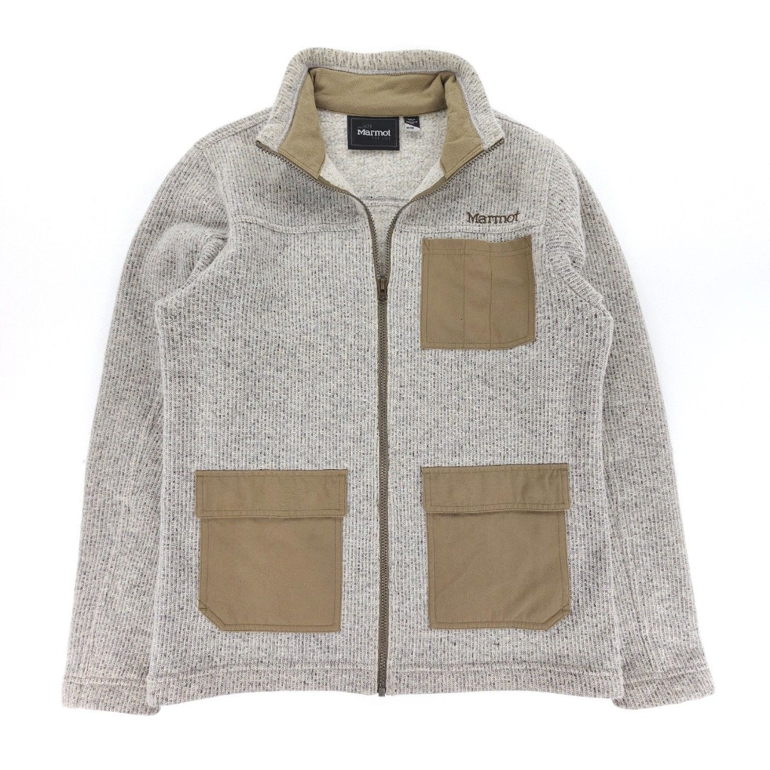MARMOT Gilcrest Wool Cargo Jacket Oatmeal Heather Gorpcore Outdoor Utility Knit