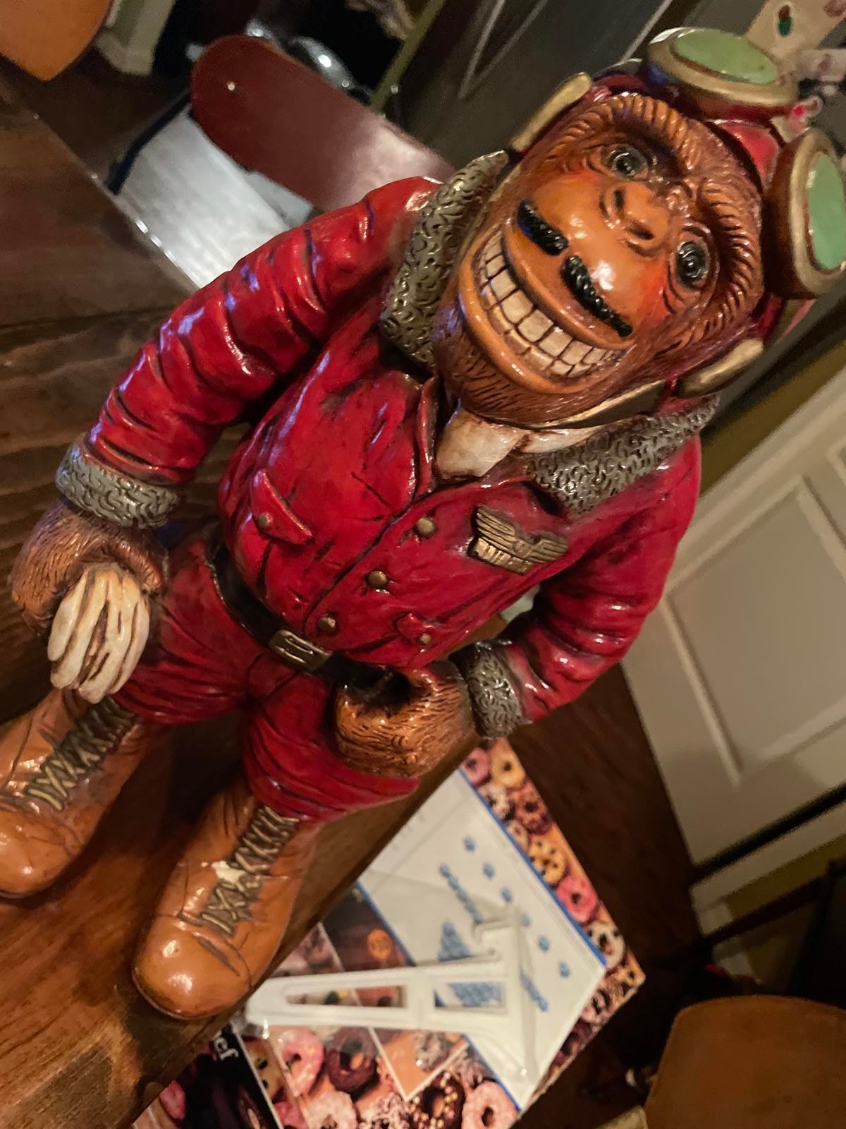 Chalk ware vintage 1972 monkey pilot
