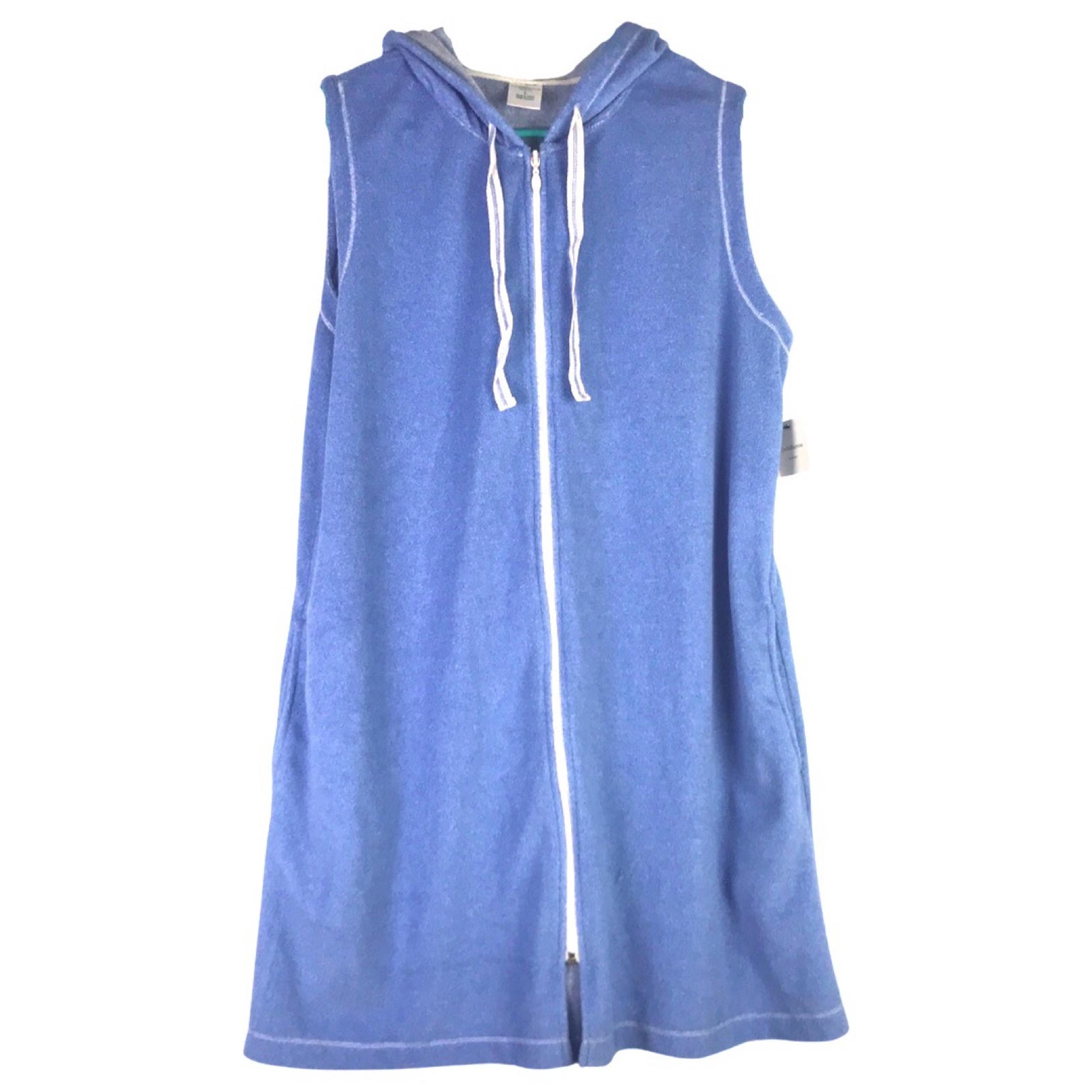 CROFT & BARROW INTIMATES Womens Sz XL Zip Front Robe Short Sleeve Gown Blue
