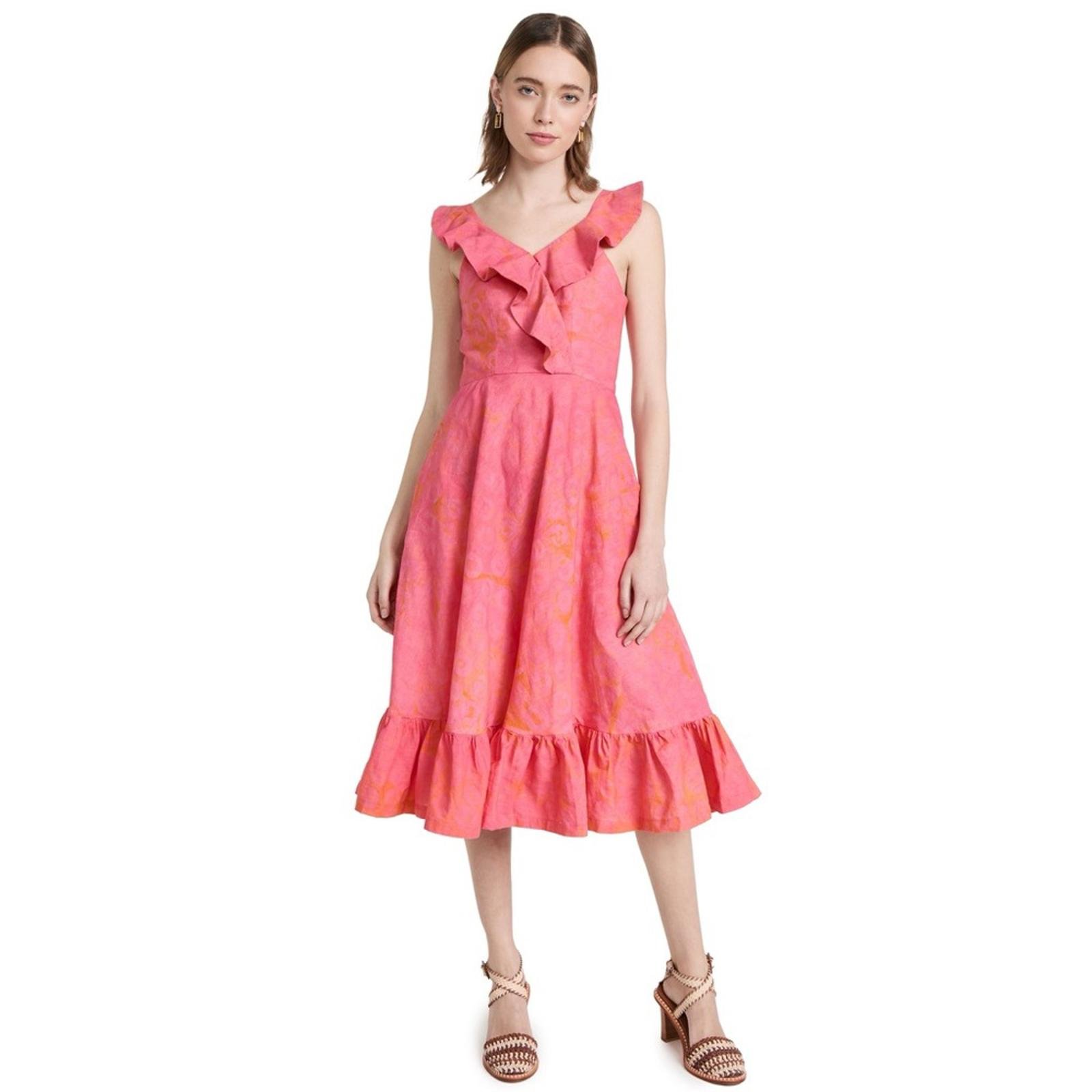 Sika V-Neck Cybil Tiered Fit & Flare Dress, Pink Size 6 Retail 295 EXCELLENT!