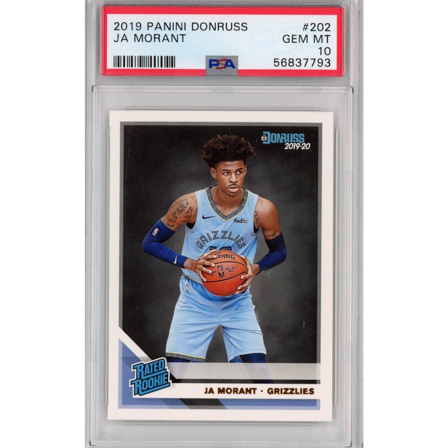 Graded 2019-20 Panini Donruss Ja Morant #202 Rated Rookie Card PSA 10