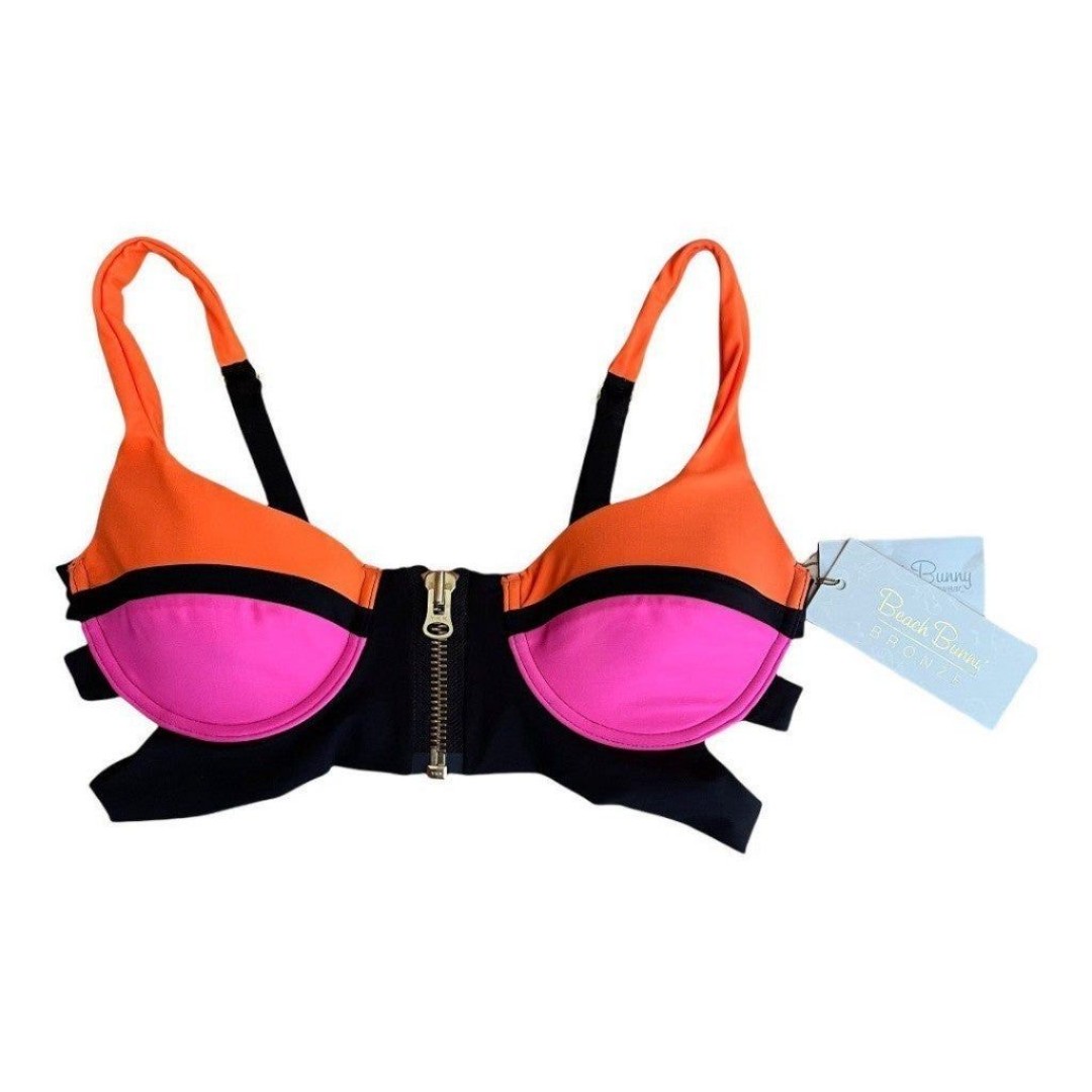 Beach Bunny Endless Summer Push Up Cup Swim Top Neon Pink Orange