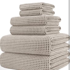 POLYTE Oversize, Quick Dry Lint Free Microfiber Bath Towel Set, 5 pcs