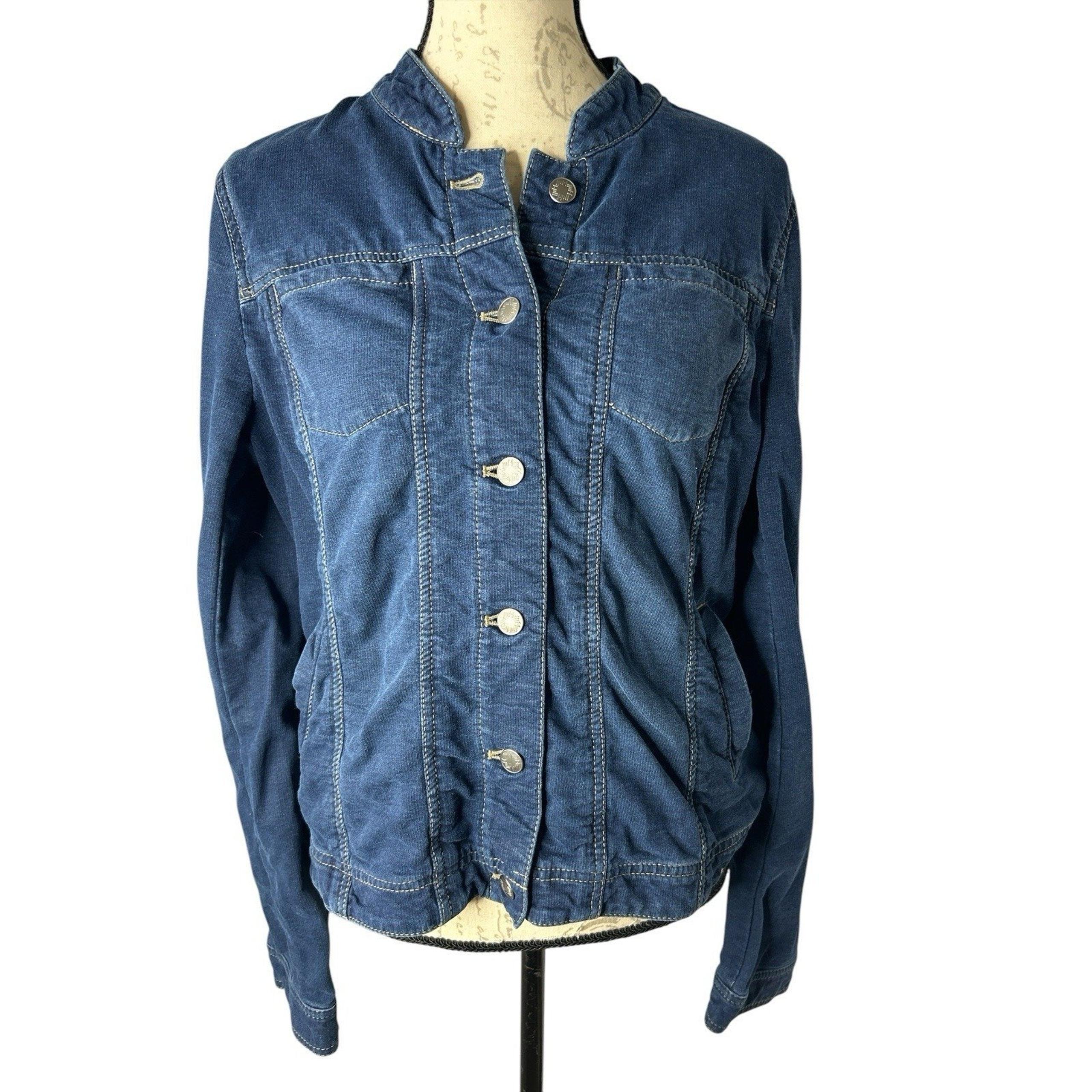 J Jill Jean Jacket Stretch Denim Jacket Sz Small Petite Wash Cotton Blend Retro