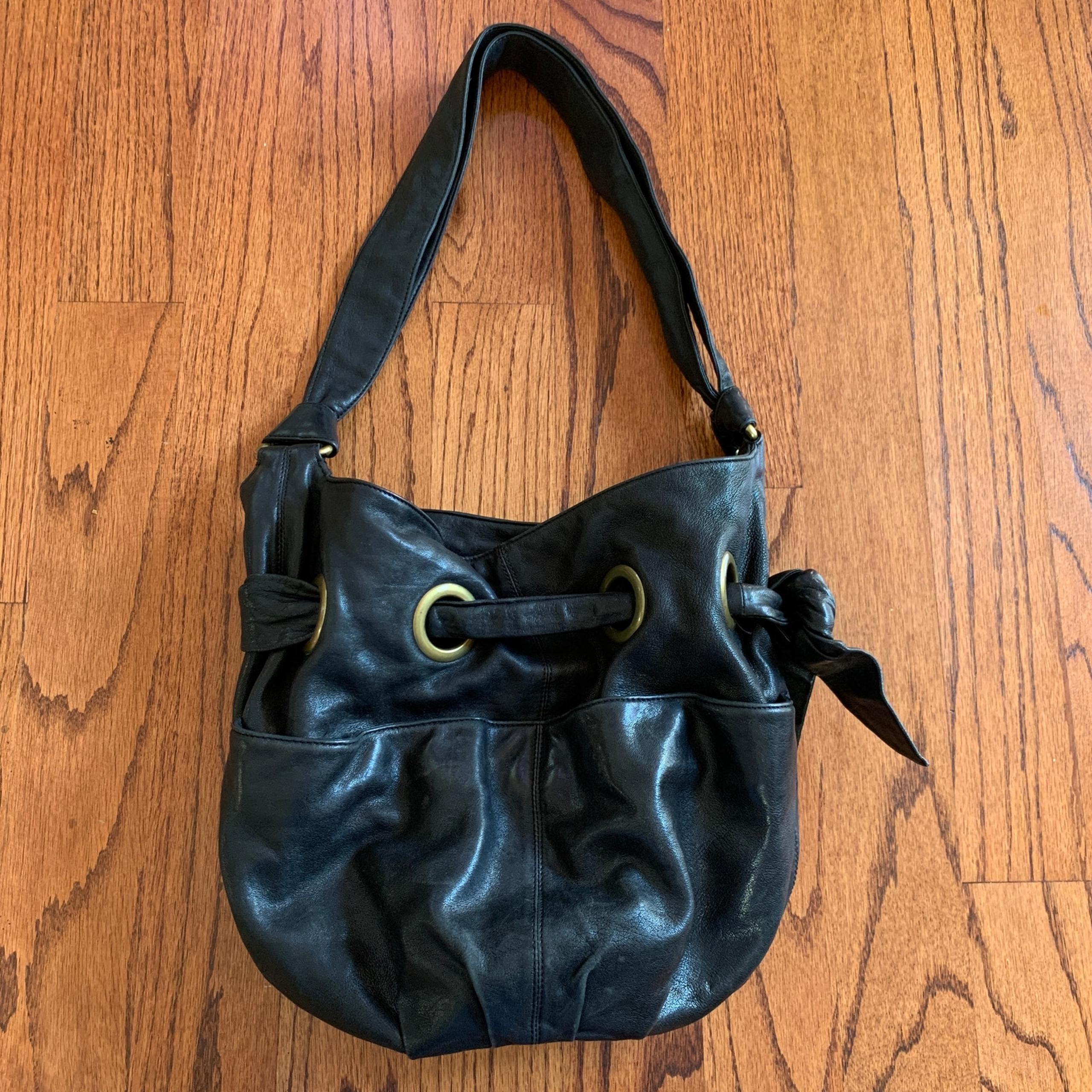 Kooba Bow Leather Shoulder Bag Purse | Black