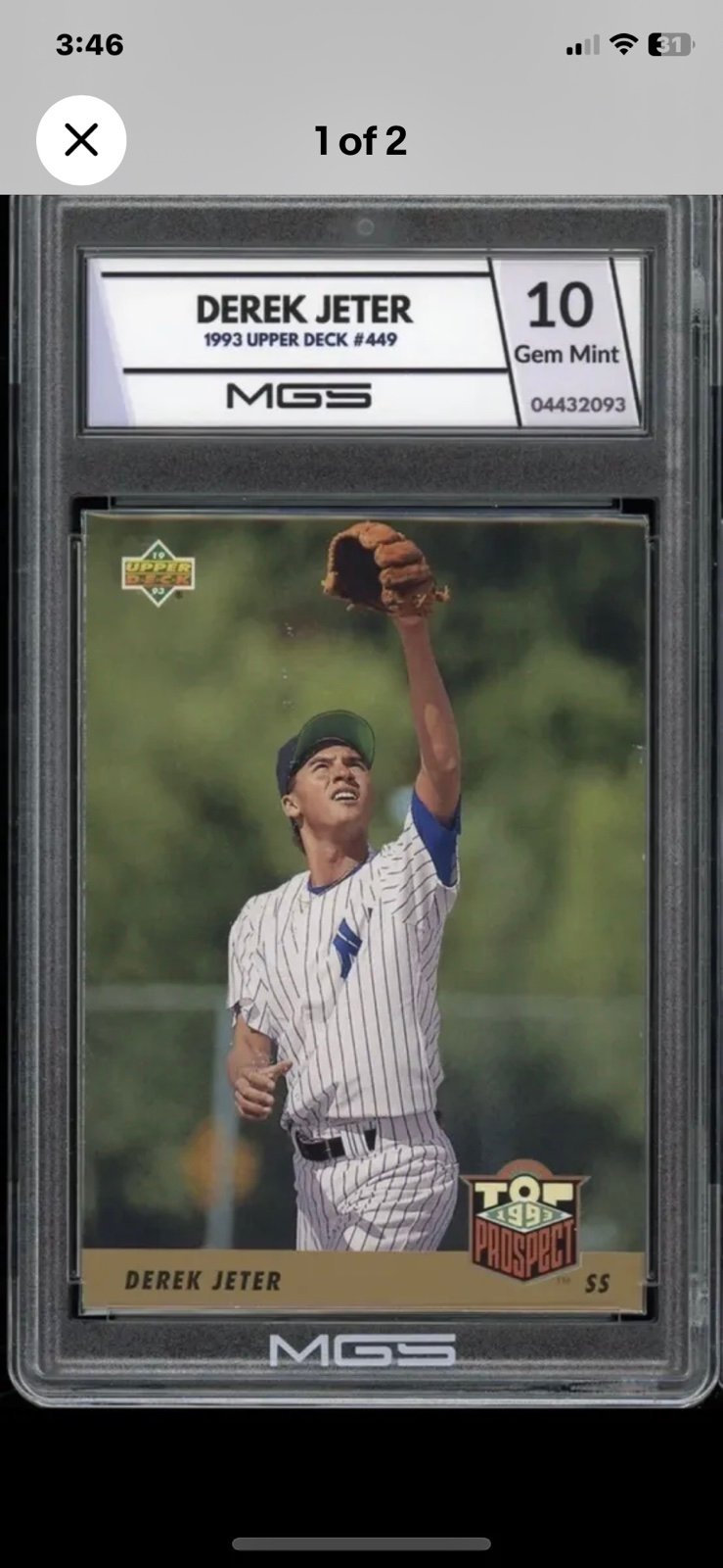 1993 Upper Deck SP - #279 Derek Jeter (RC). MGS 10 gem mint