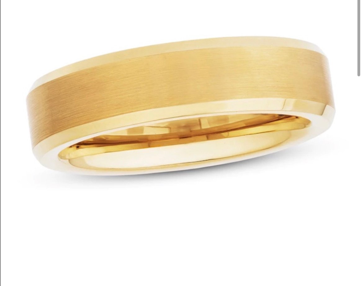 yellow gold tungsten band SZ 11