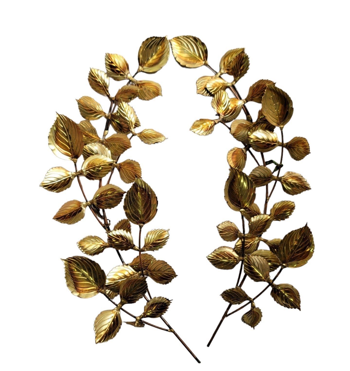 Vintage Brass Brutalist Style Gold Brass Butterflie Leaves - a Pair 1970's BoHo.