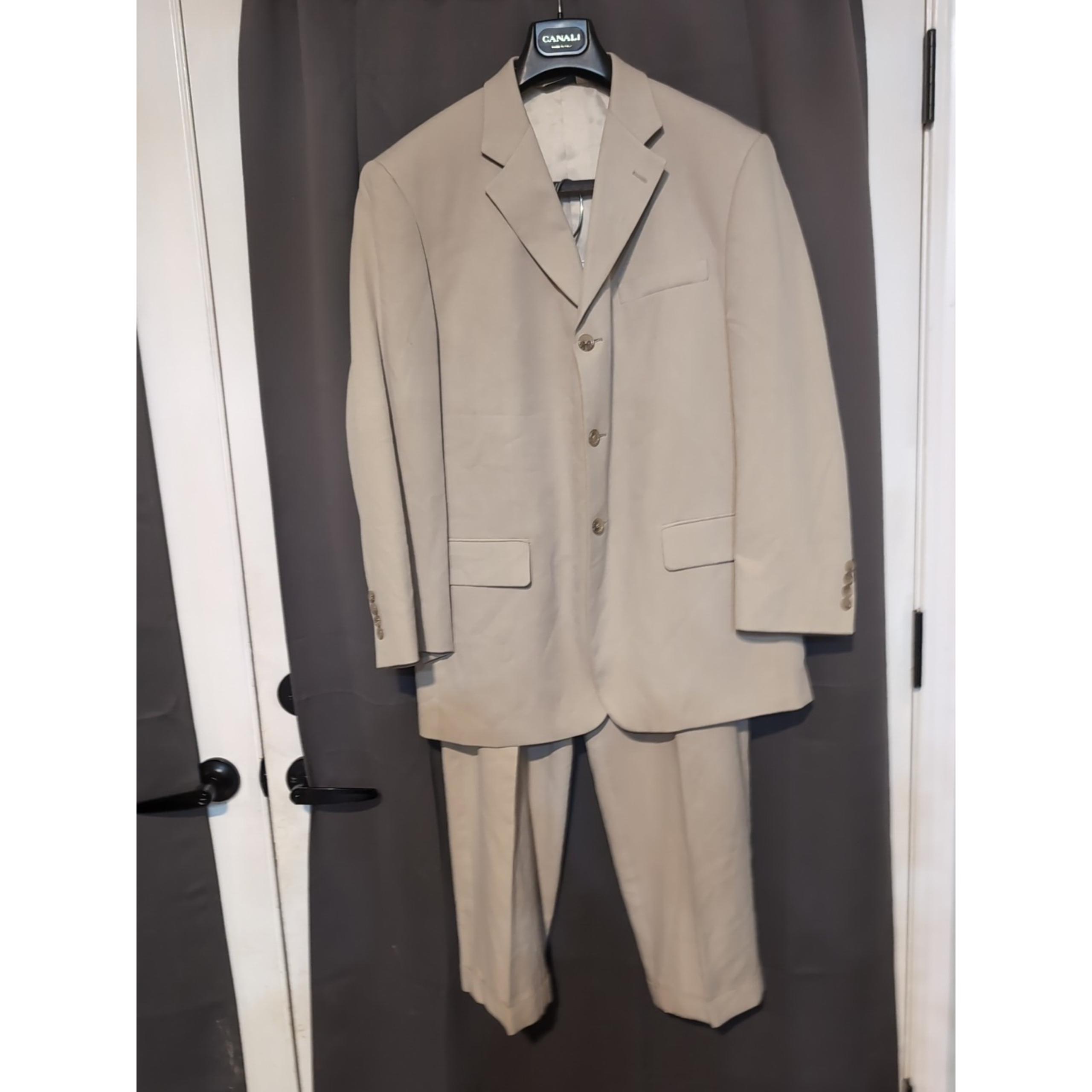 JOSEPH FEISS Men's 2 Piece Silk Suit, Classic Tan Blazer 42R, 36 Waist Pants