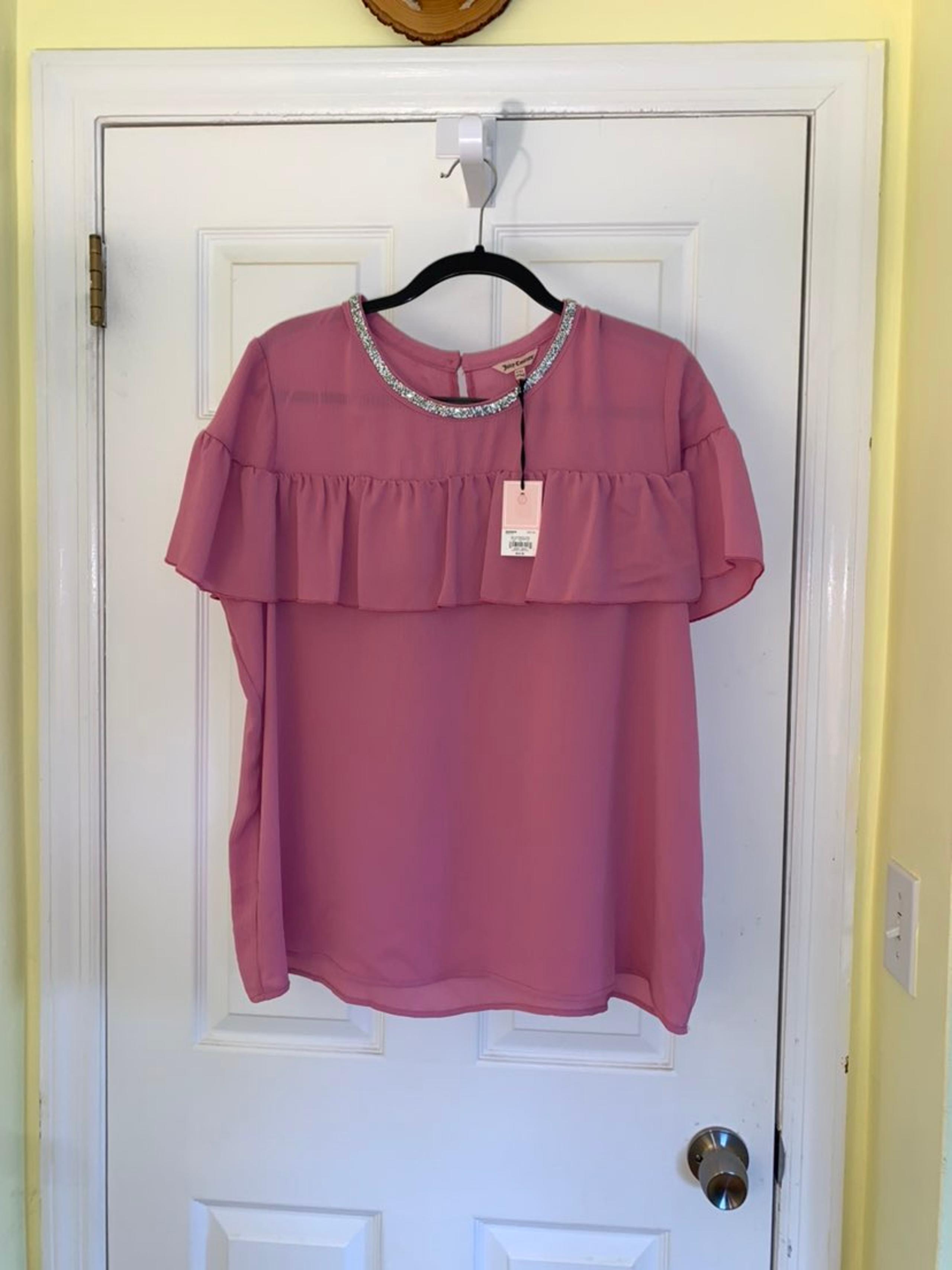 NWT - Juicy Coutour ruffle top, XXL, rose color