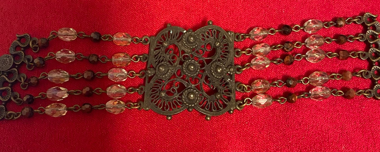 David Aubrey ornate brass filigree bracelet