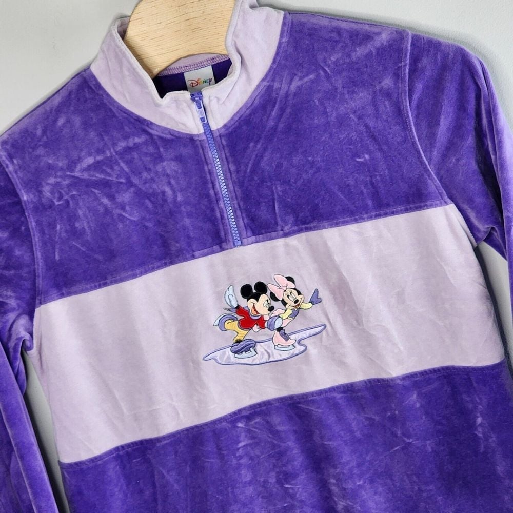 Disney Mickey Minnie Mouse Velour Nightgown House Dress Vintage Purple Sz Large
