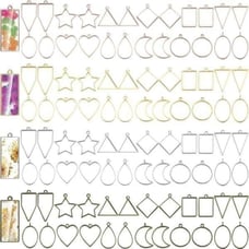 104 Pcs Hollow Mold Pendants Metal Resin Jewelry Molds Open Bezels for Jewelry