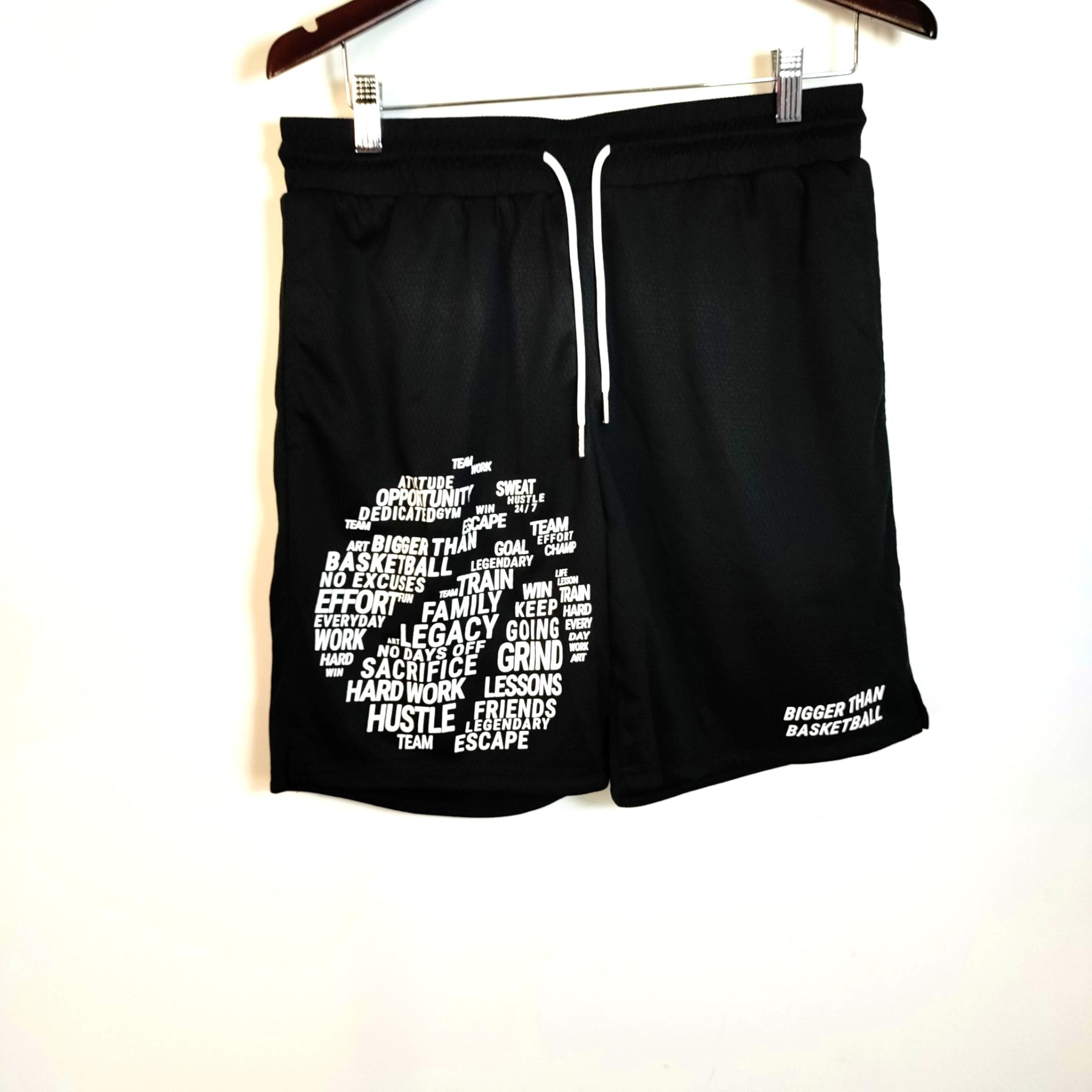 Bigger Than Basketball Graphic Art Lined Drawstring Athletic Black M Men Shorts