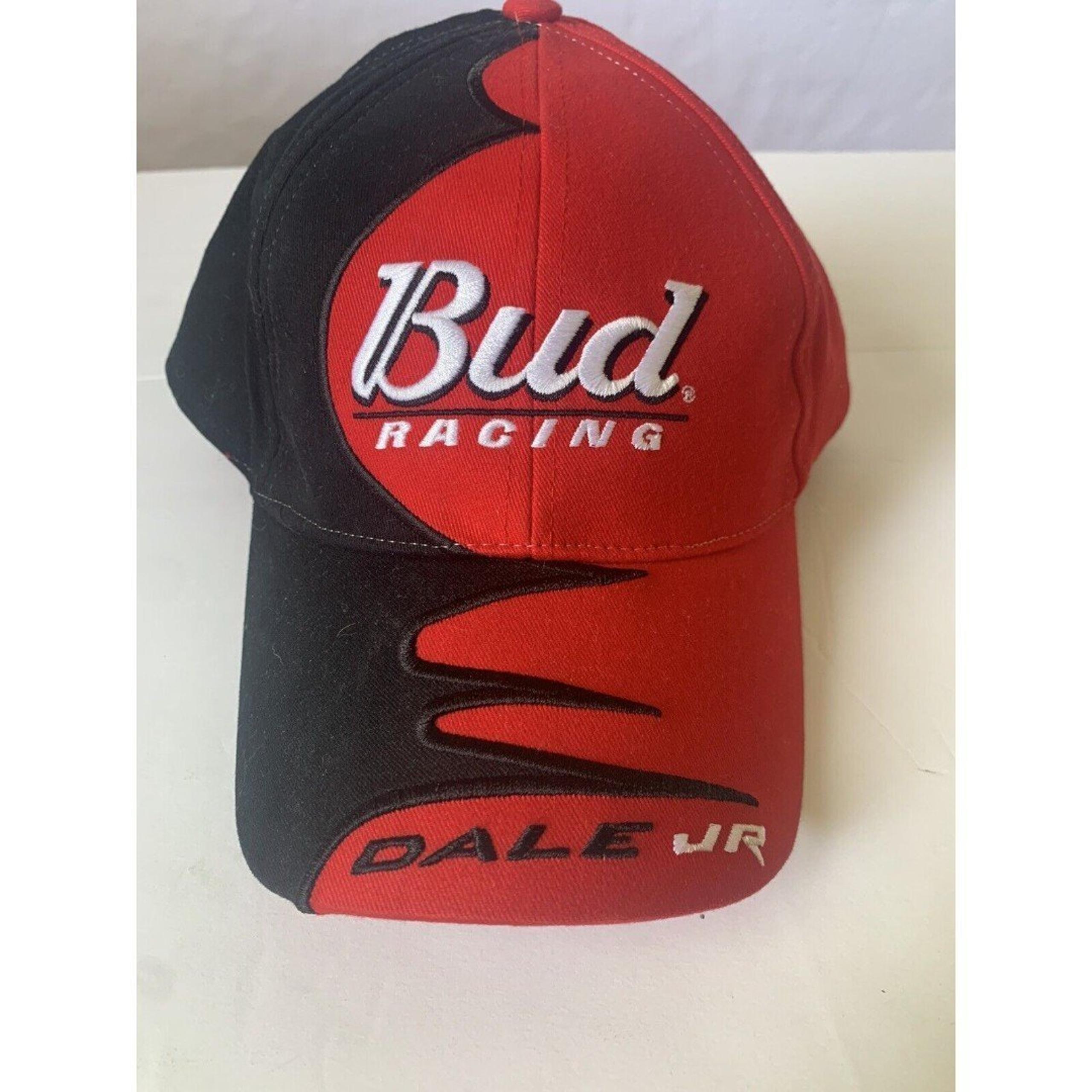 NASCAR Adjustable Hat Red Bud Racing With Dale Earnhardt Jr "8" In Black On Bill