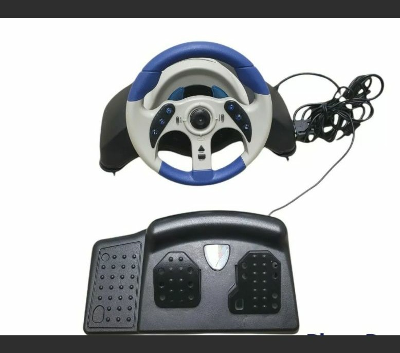 Mad Catz MC2 Universal Steering Wheel & Pedals PS1 PS2 Blue Model 8230 (2003)
