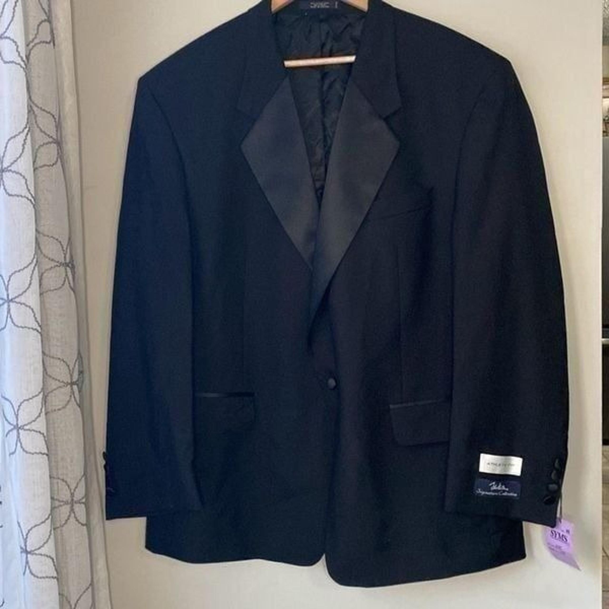 NOS John Weitz signature series 100% wool blazer mens 46R black single breasted