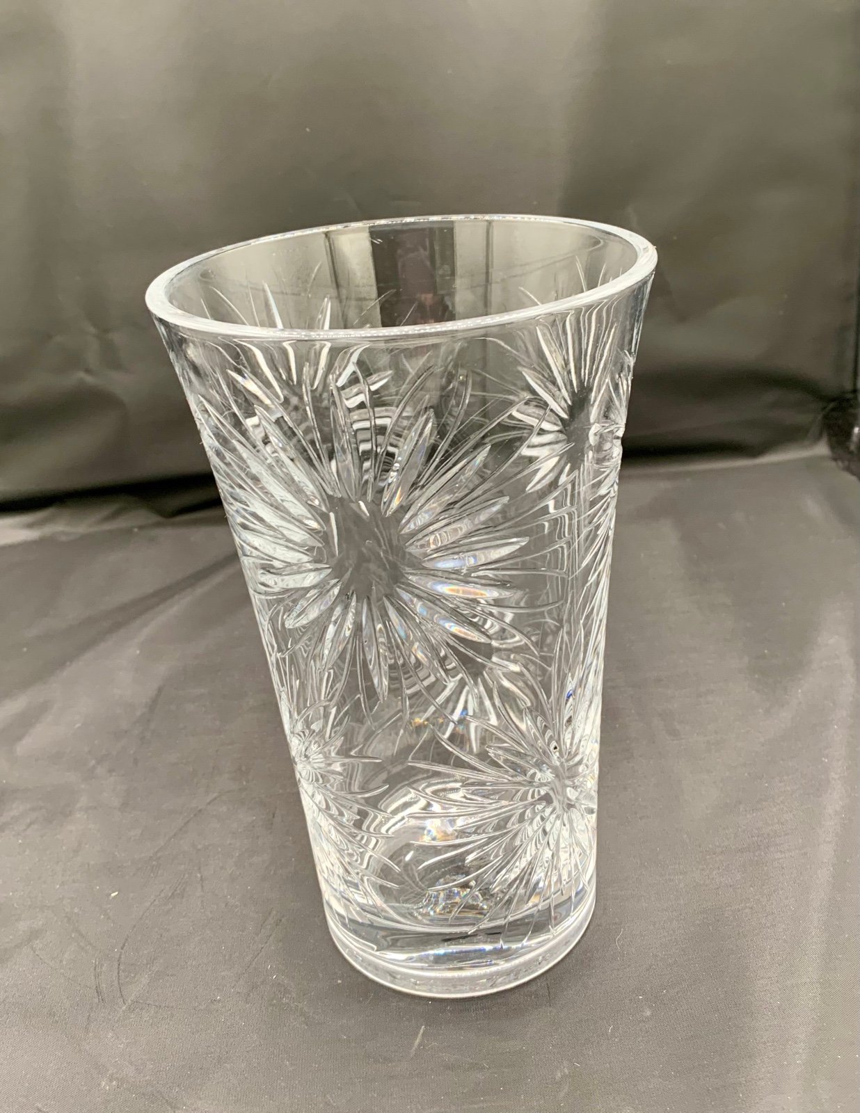 Vintage Large Pinwheel Cut Crystal Vase