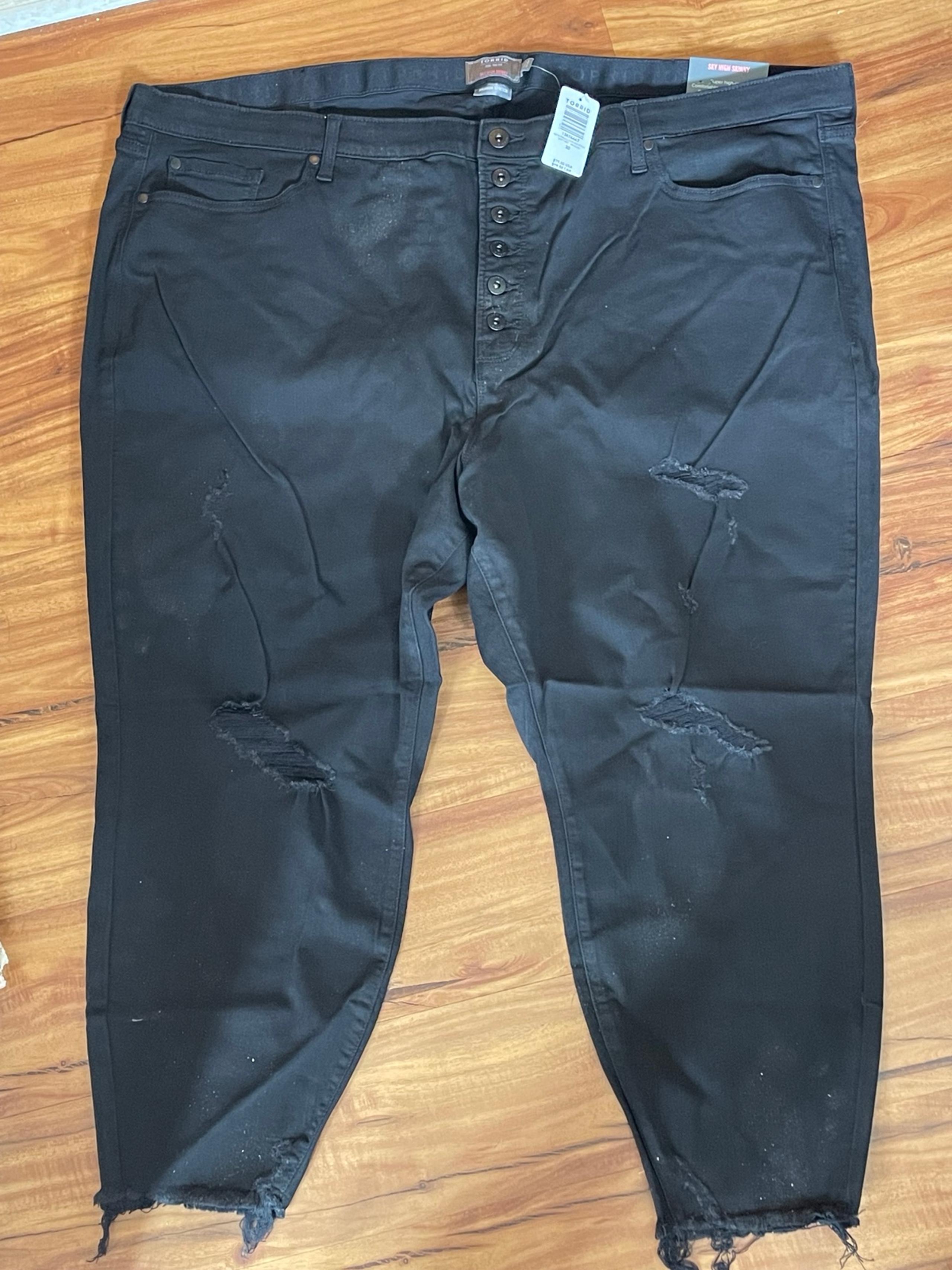 Torrid Jeans Womens Skinny Stretch Mid Rise Dark Wash Black Destructed Denim sz