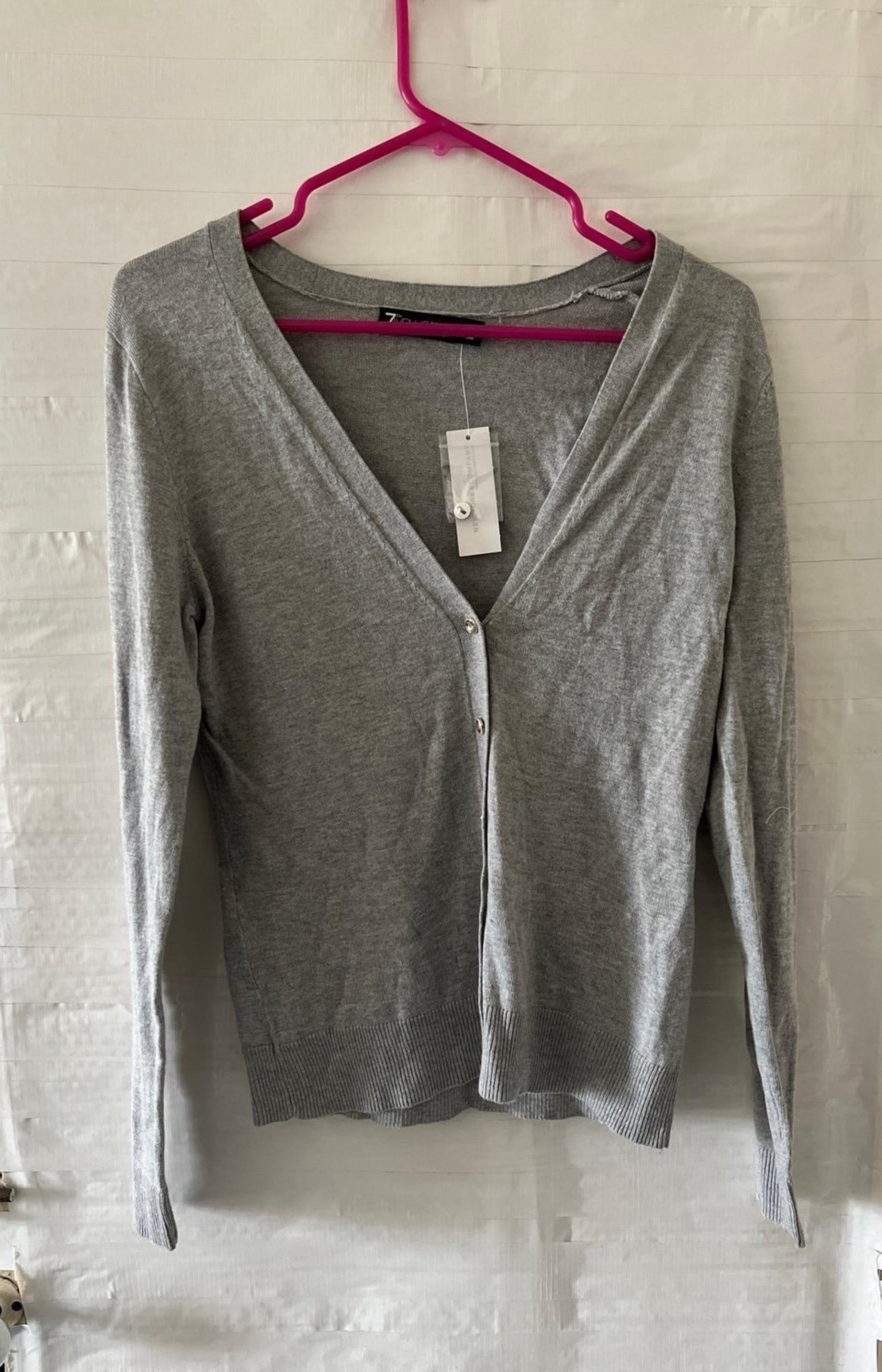 New York & company 7th avenue v-neck cardigan sweater-calm heather grey, NWT