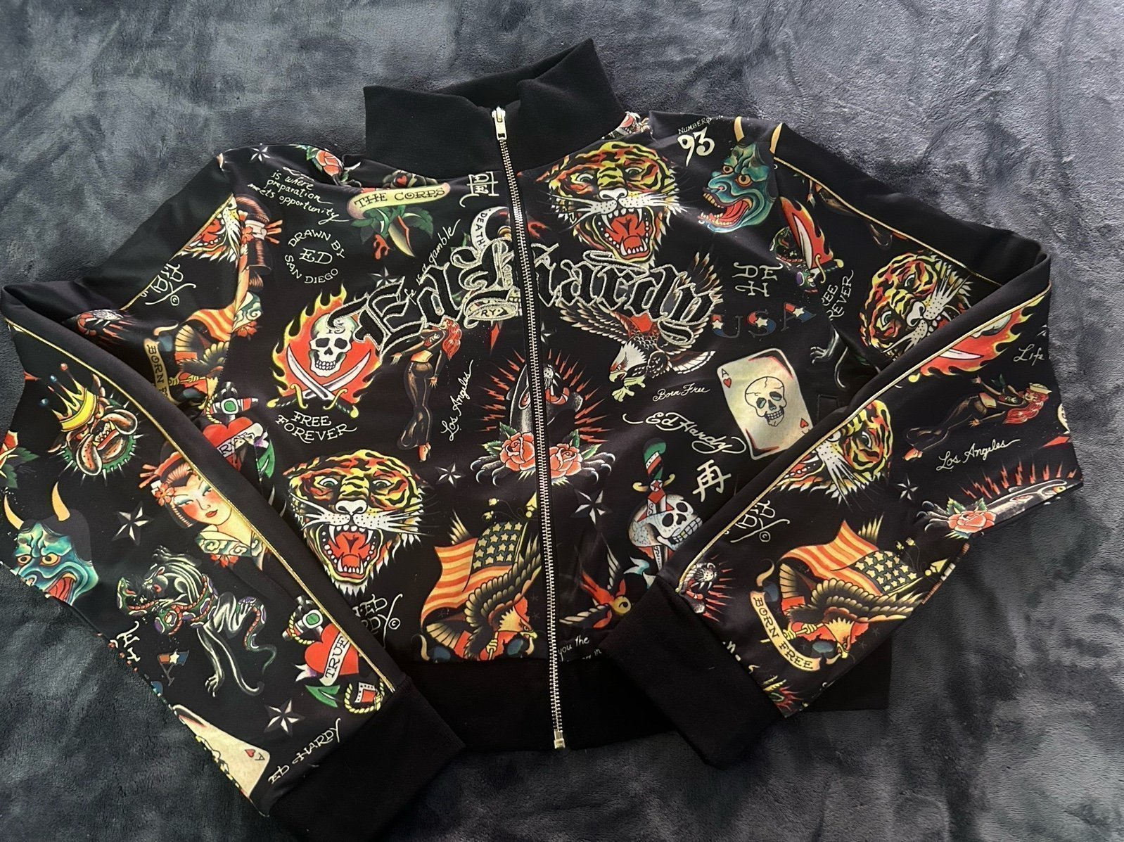 Shrunken Flashboard Black Track Jacket Size XL