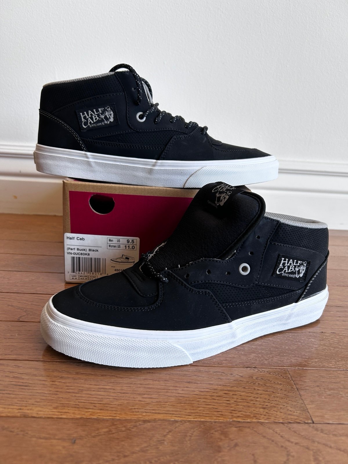 Vans Half Cab Skate Shoes Perf Buck Black Size 9.5
