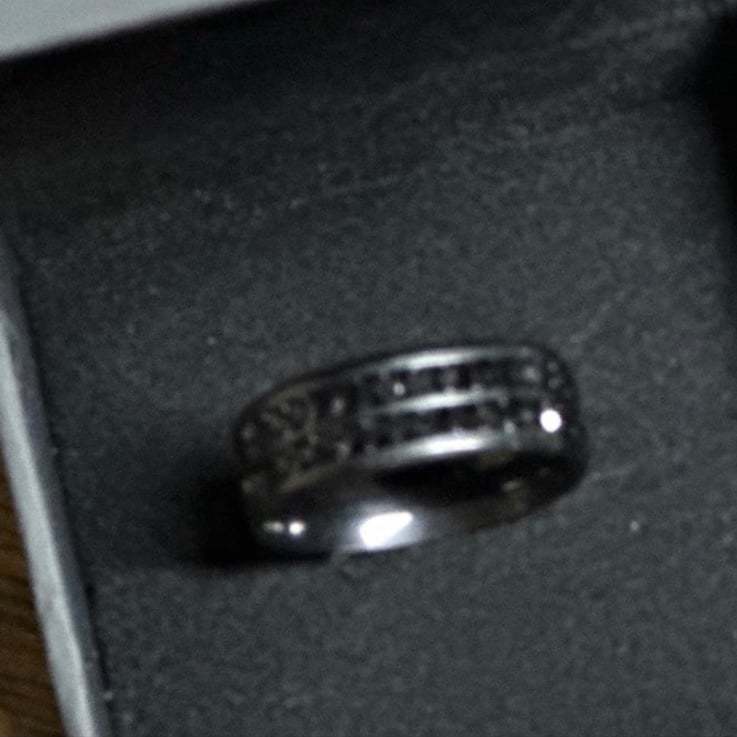 8mm Ring Black 2 row diamond band Dynamic titanium band 71-23