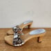 Vintage Coach Women's Y2K Monogram Juliet Heels Wood Clogs Tan Size 7