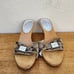 Vintage Coach Women's Y2K Monogram Juliet Heels Wood Clogs Tan Size 7