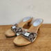 Vintage Coach Women's Y2K Monogram Juliet Heels Wood Clogs Tan Size 7