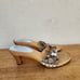 Vintage Coach Women's Y2K Monogram Juliet Heels Wood Clogs Tan Size 7