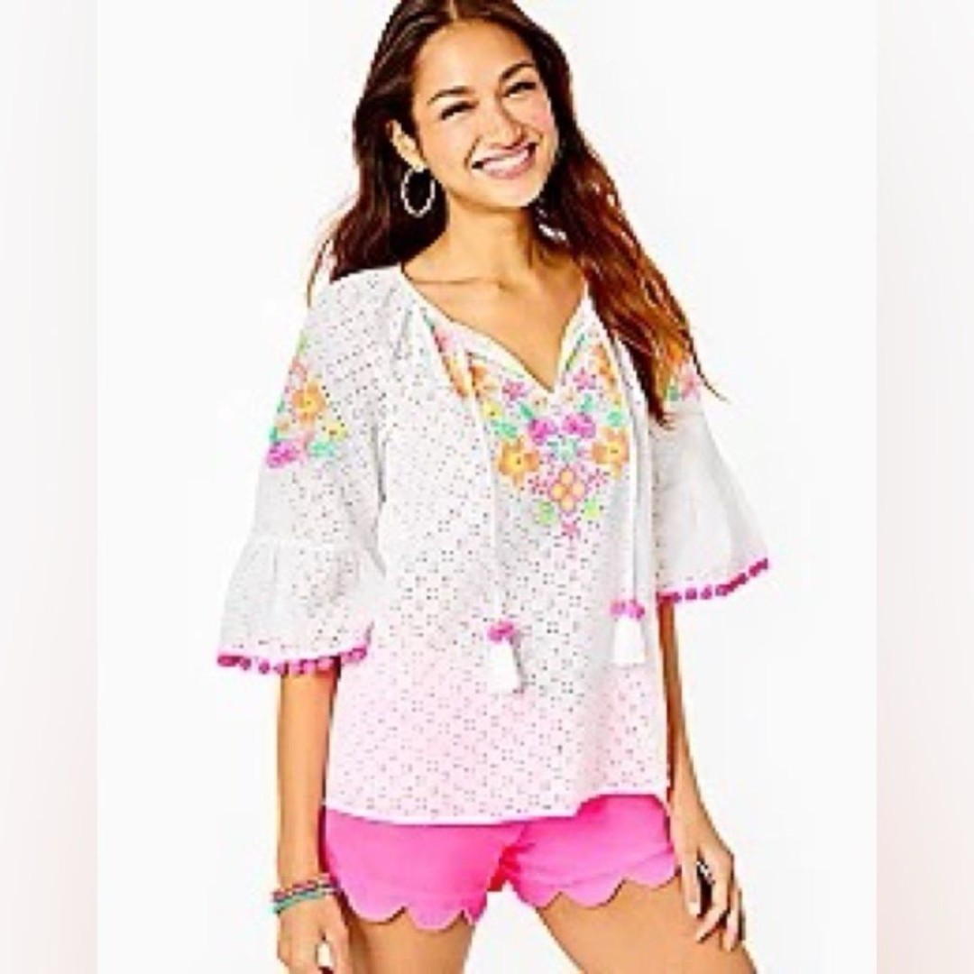 Lilly Pulitzer ladies Morgain Embroidered Eyelet Top size XS