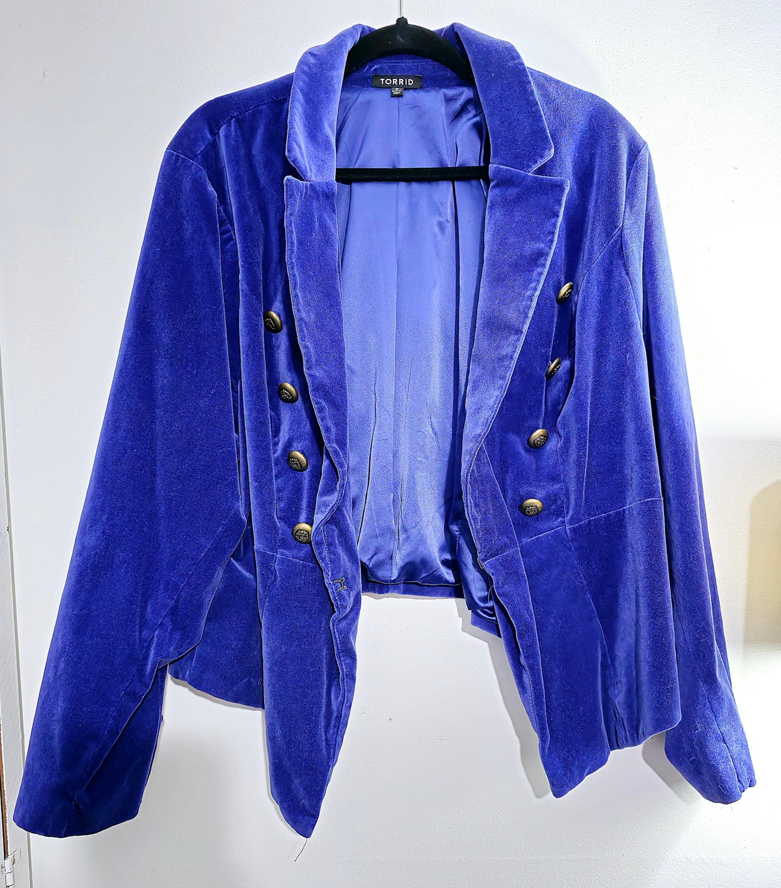 Torrid Plum Velvet Military Coat Regal Drama Lined High-Low Statement Jacket