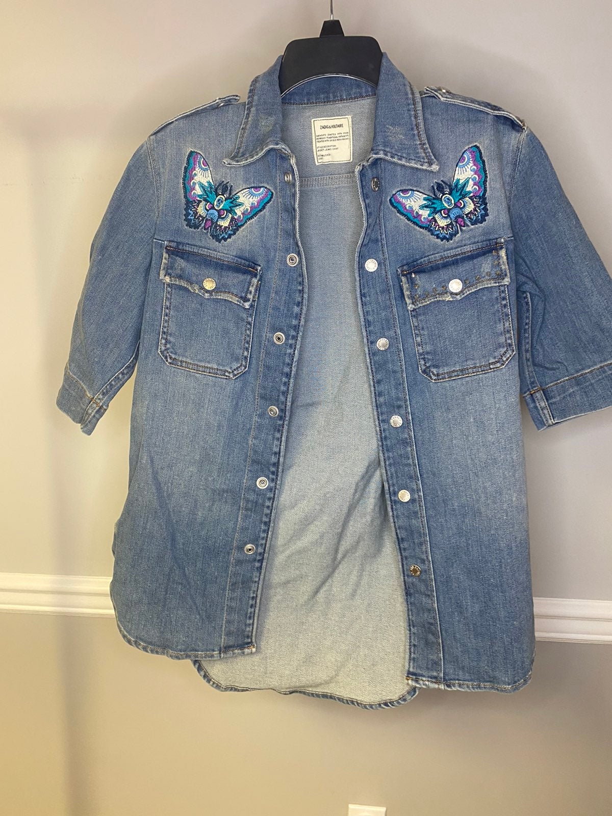 Zadig and Voltaire Jean Jacket Embroidered Small