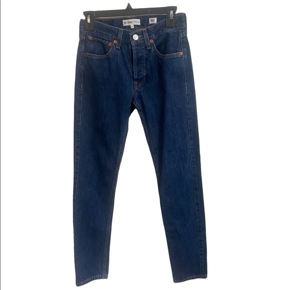 Re/Done Straight Button Fly Dark Wash Jeans