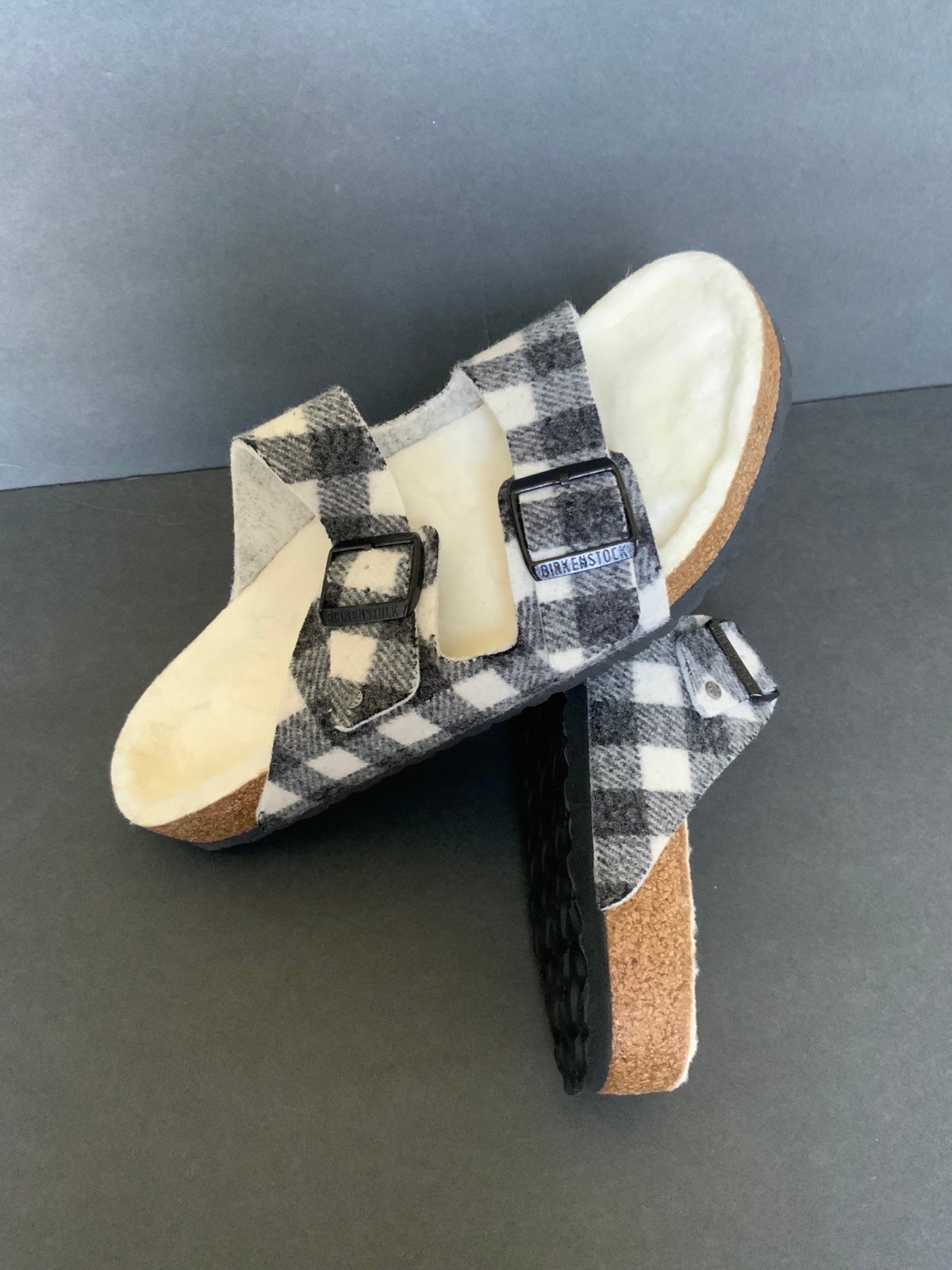 Birkenstock Arizona Shearling Plaid Sandals