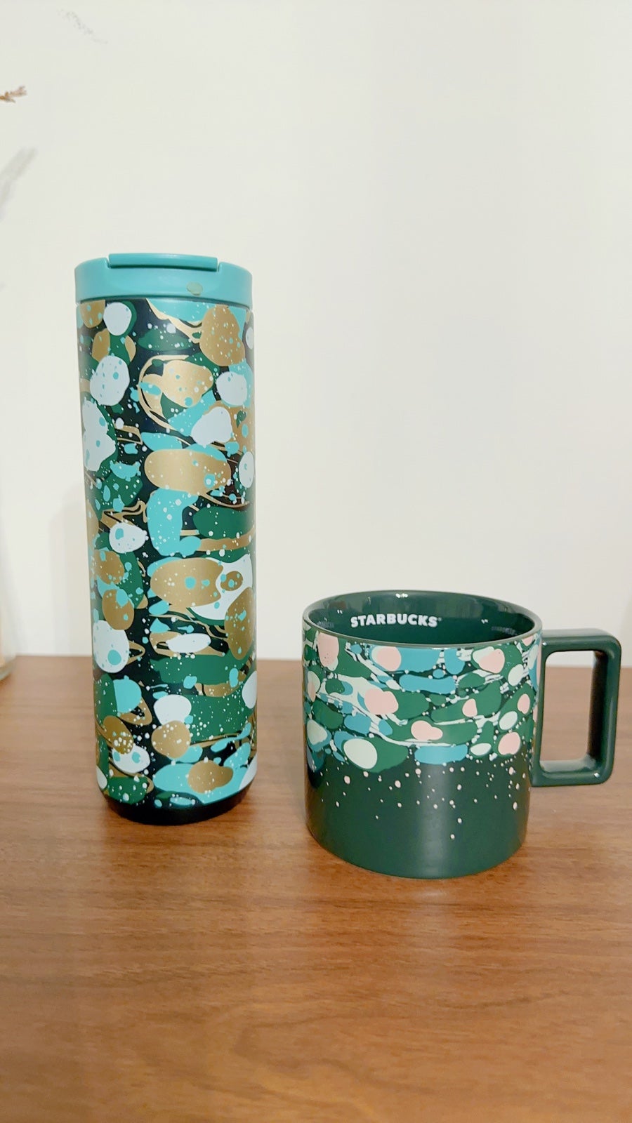 Starbucks green matched tumbler and mug set