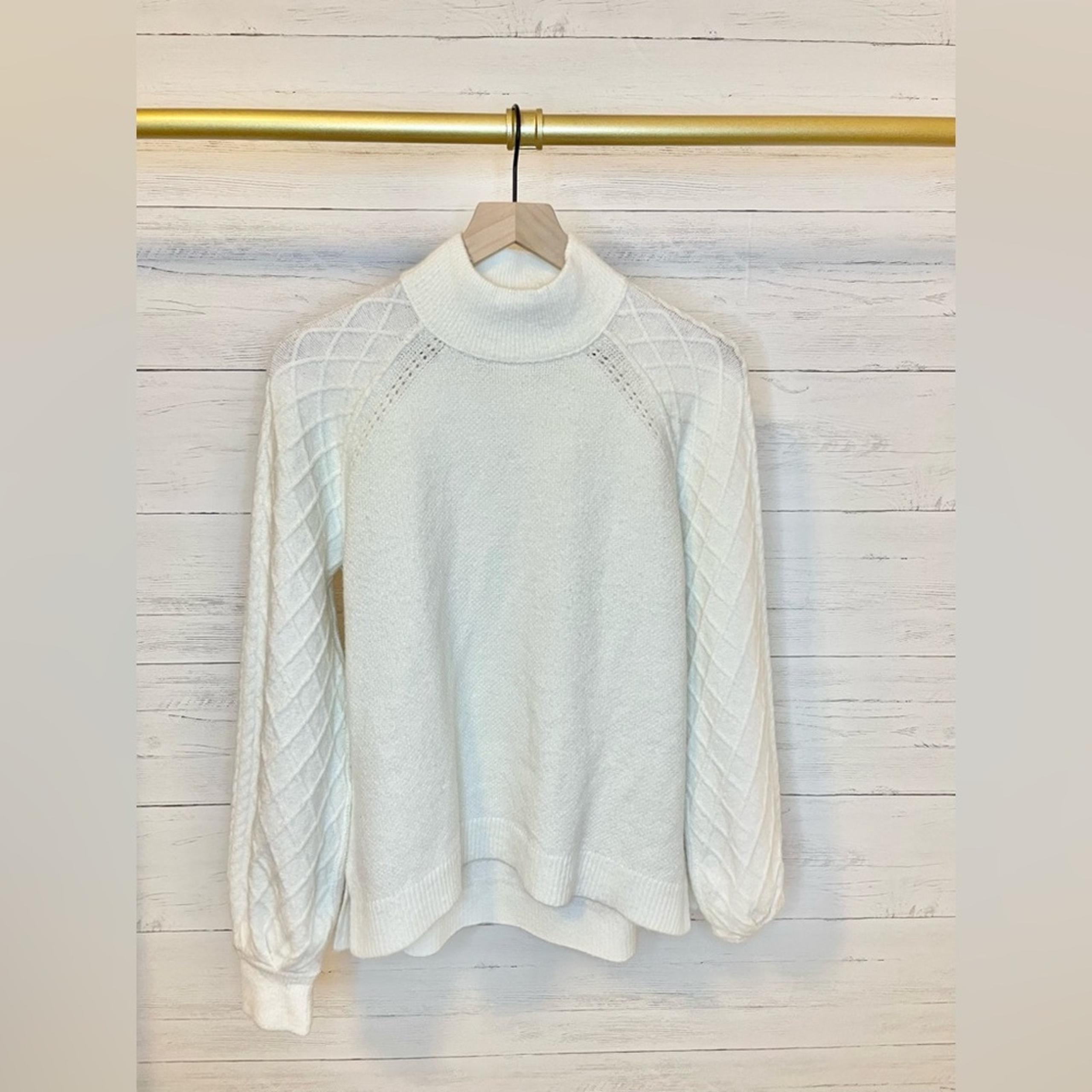 Caslon Mock Neck Ivory Cloud Sweater Size S