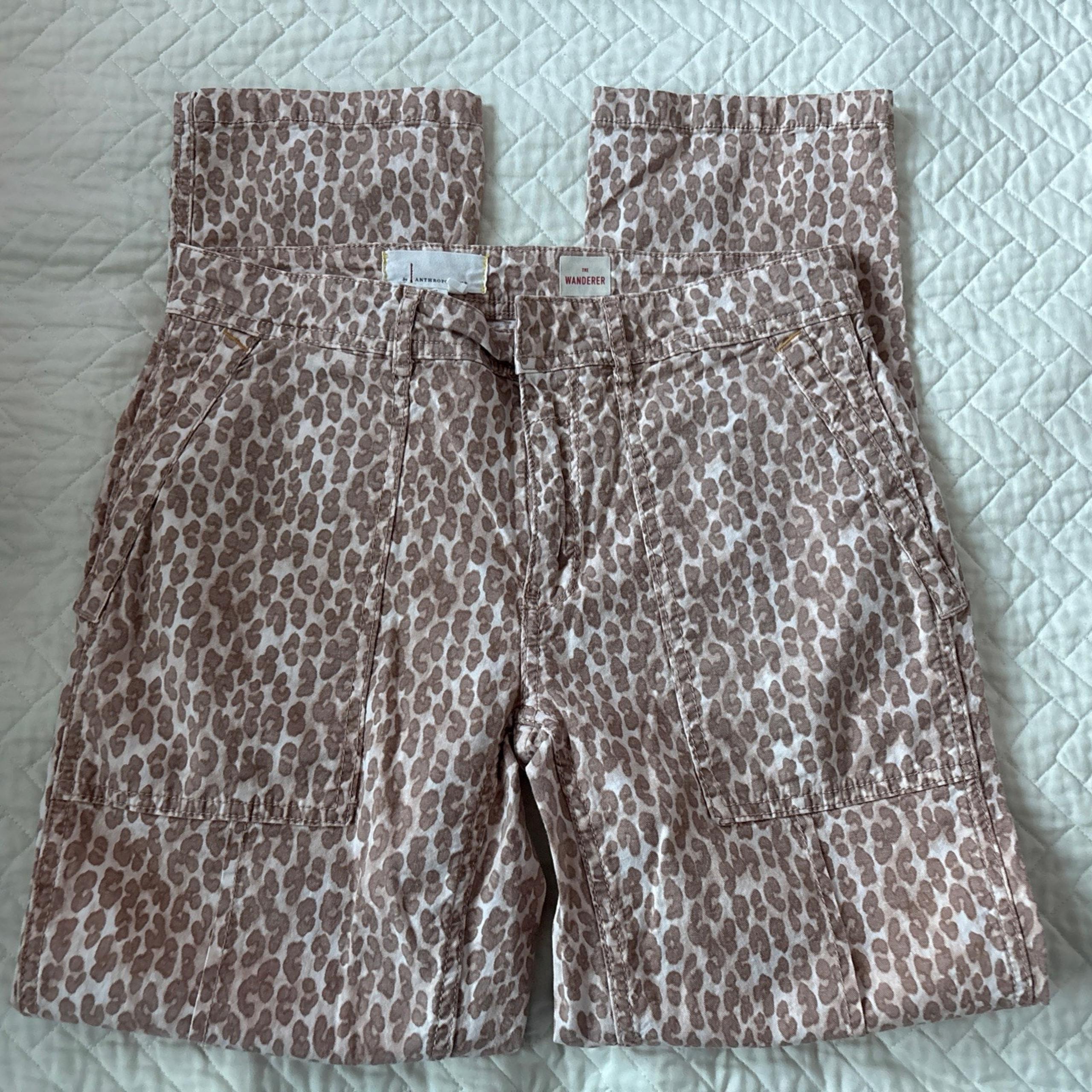 ANTHROPOLOGIE The Wanderer Utility Casual Women's Pants Leopard Print Size 28