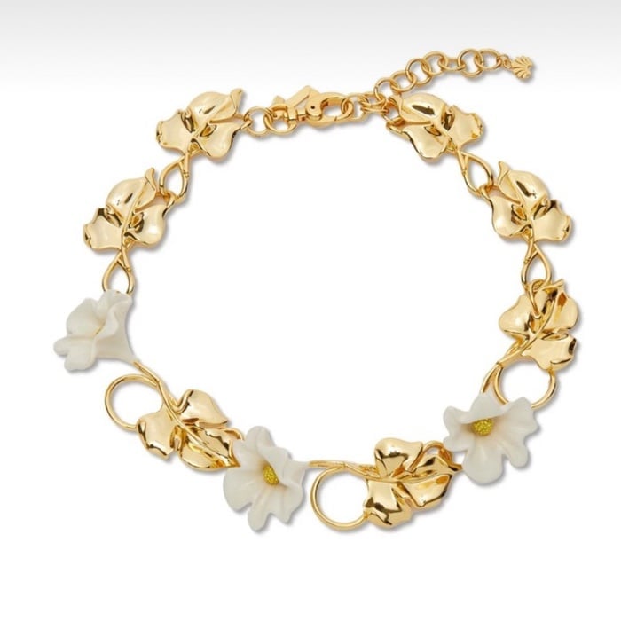 Lele Sadoughi Pearl Ruffled Lily Collar Necklace