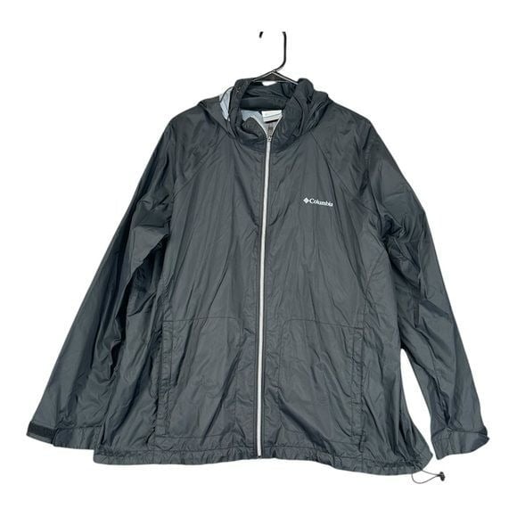 Columbia Women’s 2X Black Full Zip Windbreaker Jacket Gorpcore Outdoors Active