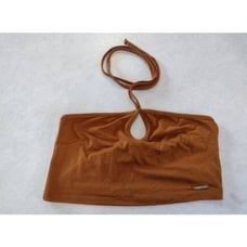 Summer Ray Size M Brown Keyhole Halter Crop Top