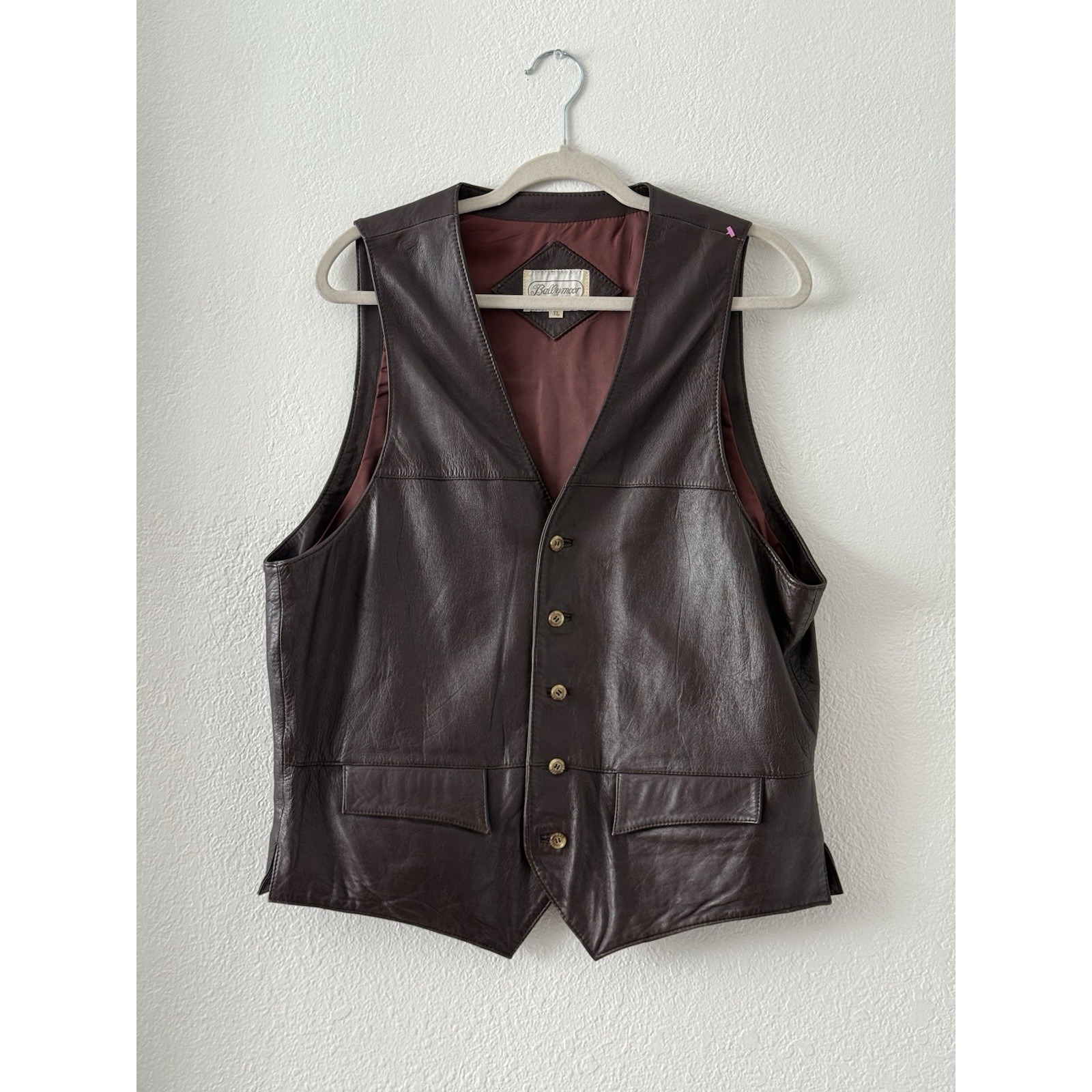 Vintage Ballymoor Brown Leather Western Vest Size XL