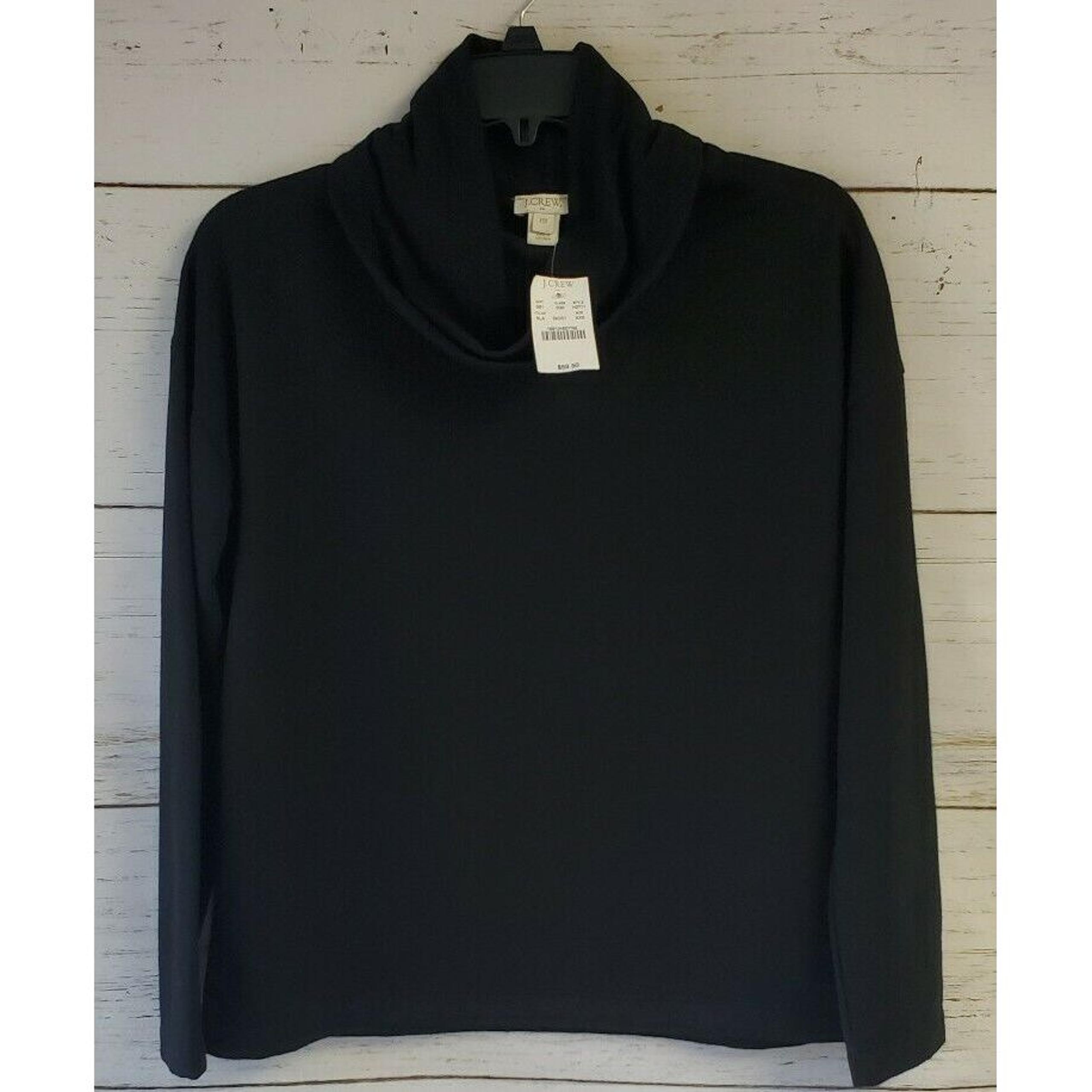 NWT J Crew Black Turtleneck Pullover Long Sleeve Womens Size XXS