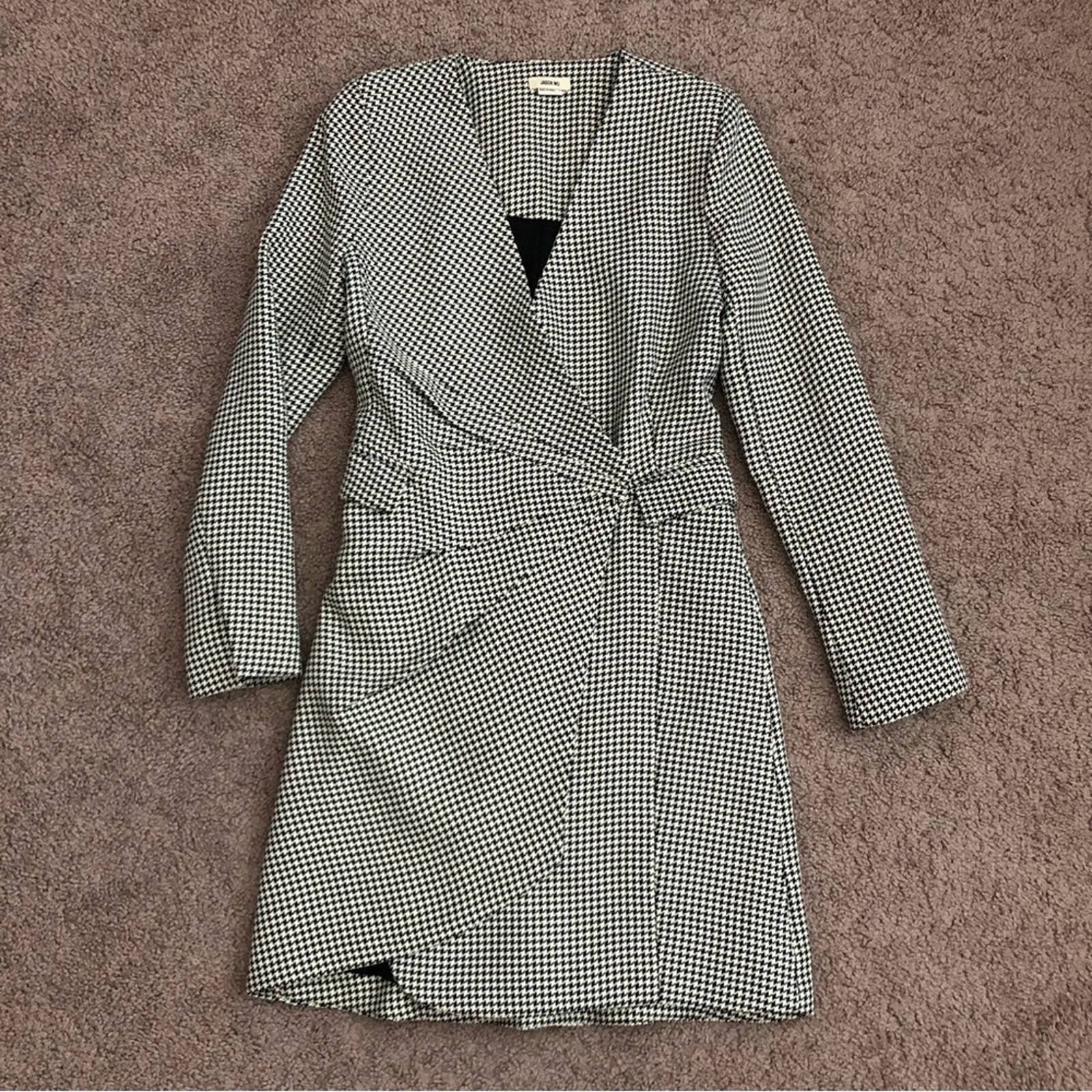 Jason Wu Houndstooth Draped Blazer Dress