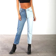 Revice Yin Yang Two Tone Crop Zipper Jeans